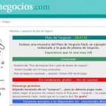 Pantalla de información sobre Plan Negocio