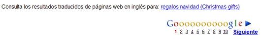 Resultados traducidos en Google