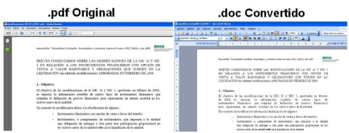 Resultados comparados obtenidos con PDF Undo Online 