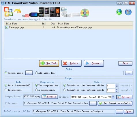 Pantalla inicial de Power Point Video Converter