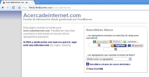 Suscripción RSS del Blog "Acerca de Internet"