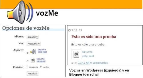 vozMe en Wodpress y Blogger