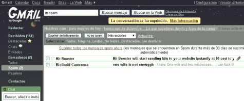 Carpeta de Gmail con correo spam