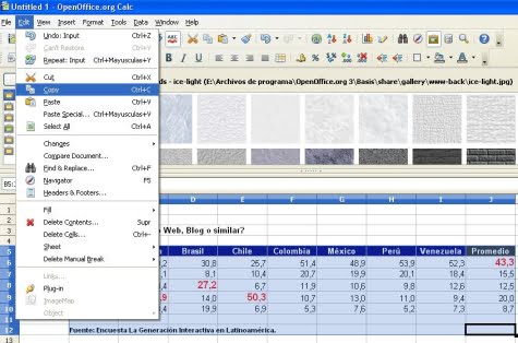 Creando la tabla con Calc