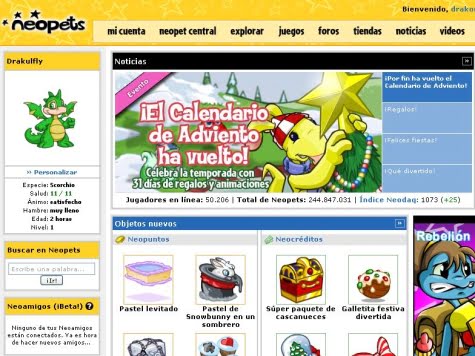 Página oficial de Neopets