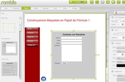 Formulario de contacto en Rombla