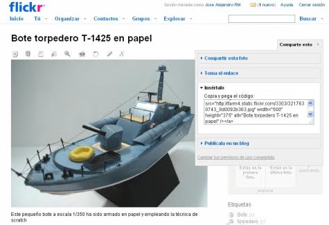 Búscando el código HTML para insertar la foto en el Fotoblog