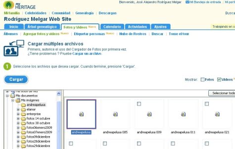 La herramienta de carga de videos en My Heritage