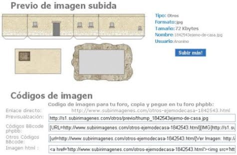 Los códigos de la imagen subida