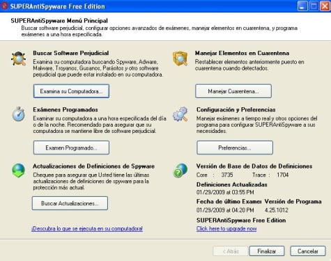 Pantalla de análisis de SUPERAntiSpyware