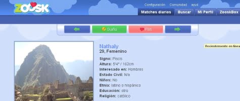 Las funcionalidades de búsqueda en Zoosk