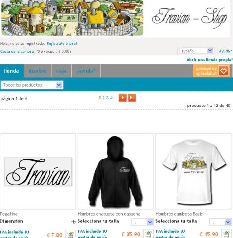 Un ejemplo de tienda construida con Spreadshirt