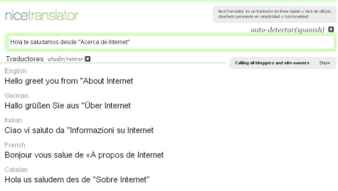 Página de traducción de Nice Translator