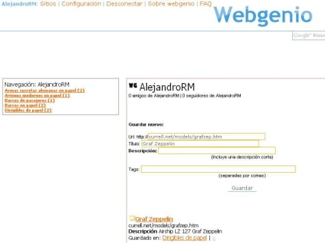 Un ejemplo de página en WebGenio