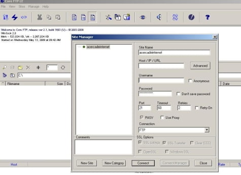 Incio en CoreFTP Lite