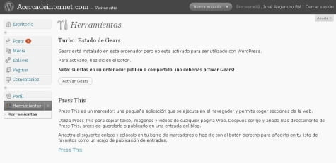 Posibilidad de usar Gears en WordPress