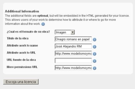 Segundo paso, colocar la información adicional