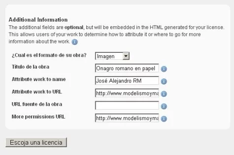 Segundo paso, colocar la información adicional