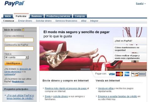 Sitio oficial de Paypal