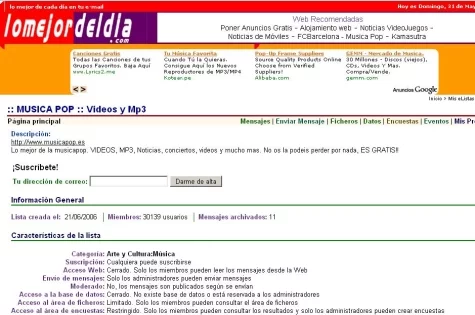 elistas Ejemplo de una lista creada con eListas