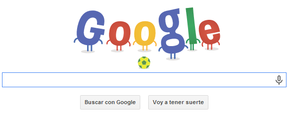 Vista inicial del logo de Google por el Mundial de Brasil