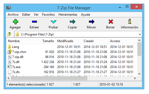 El programa 7-zip