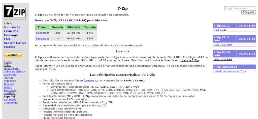 Sitio de 7-Zip