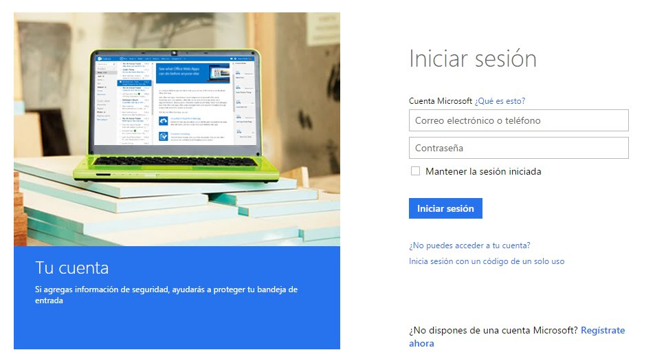 Iniciar sesión en Hotmail