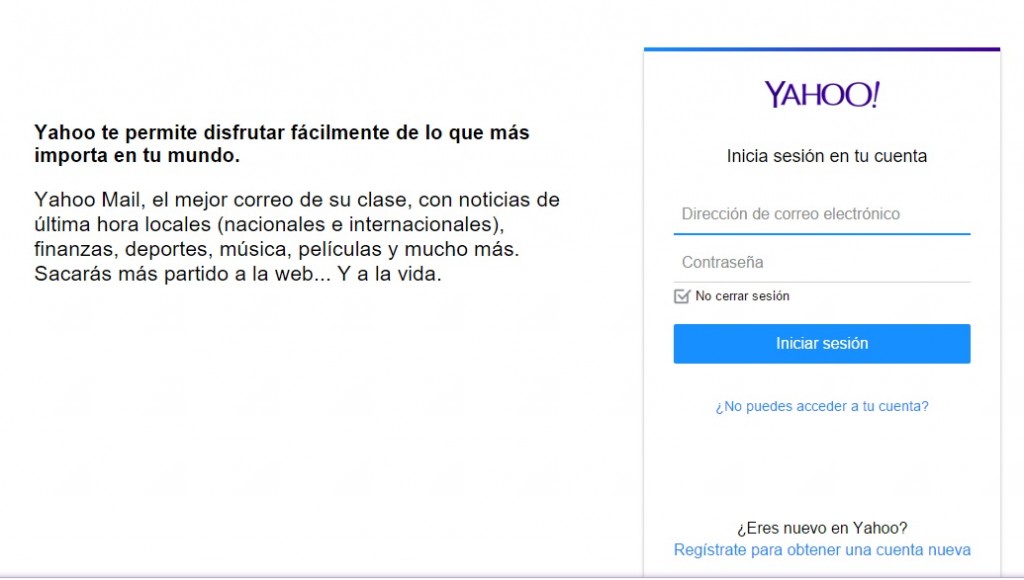 Iniciar sesión en Yahoo! Mail