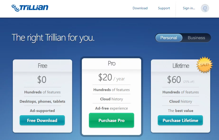 Trillian: opciones
