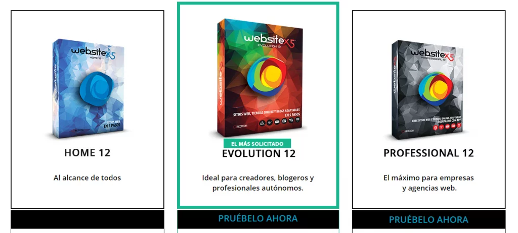 Versiones del programa Website x5